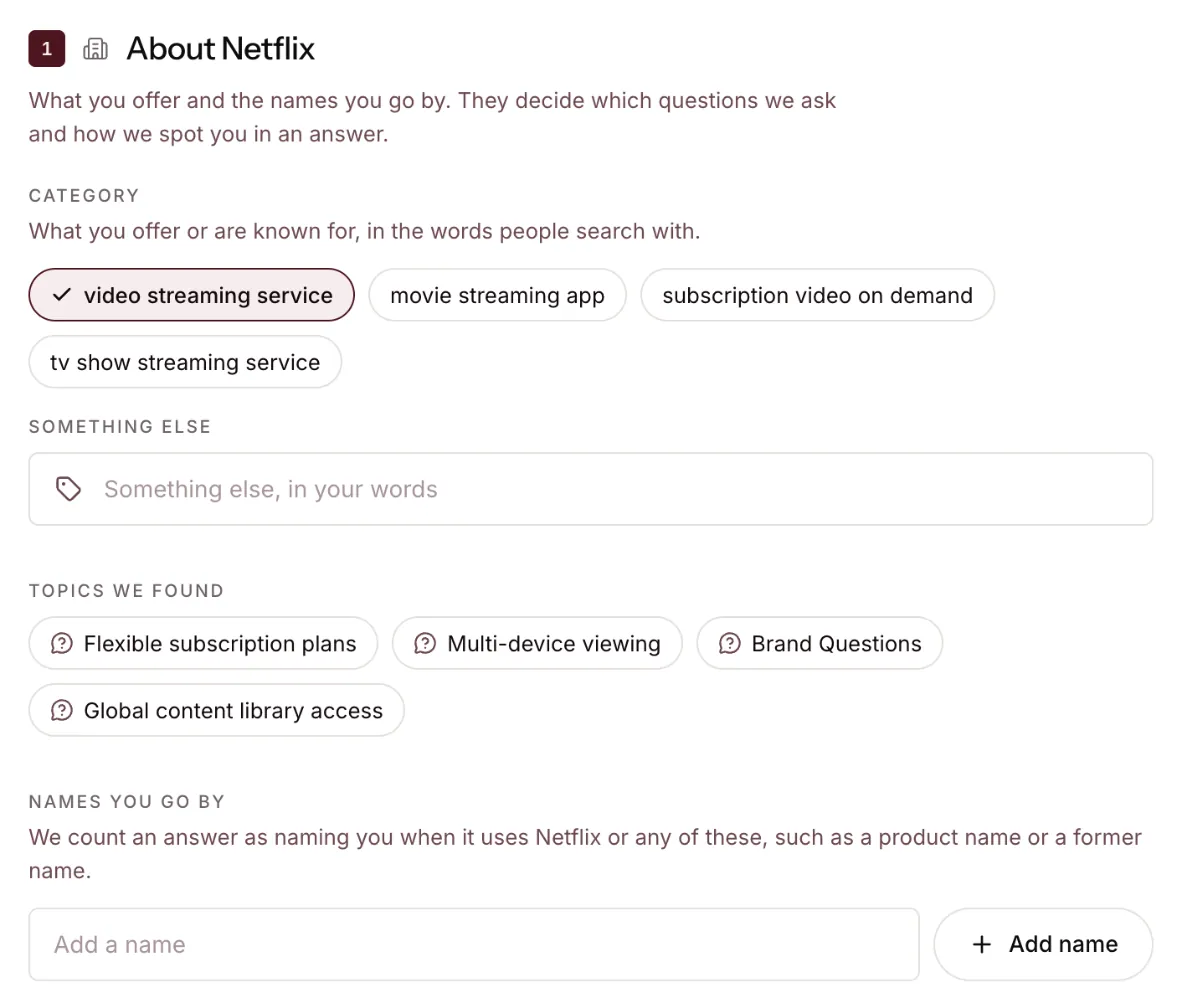 Netflix described as a streaming service, with the topics its buyers ask about.